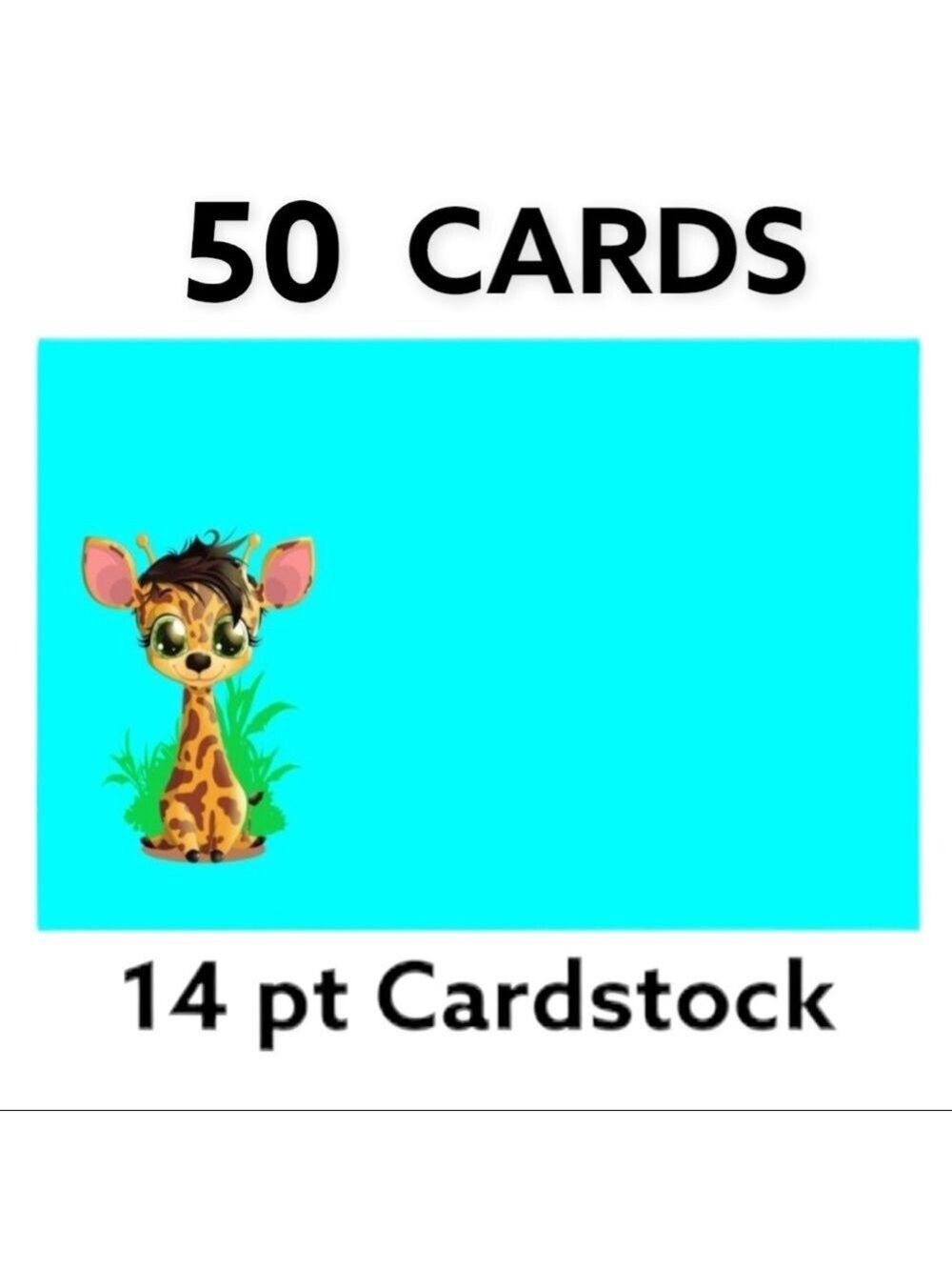 50 Baby Giraffe Teal Background Cards PRICE IS FIRM